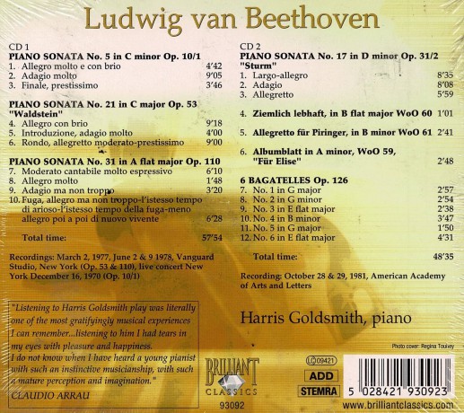 Harris Goldsmith: Beethoven: sonates pour piano [2CD]
