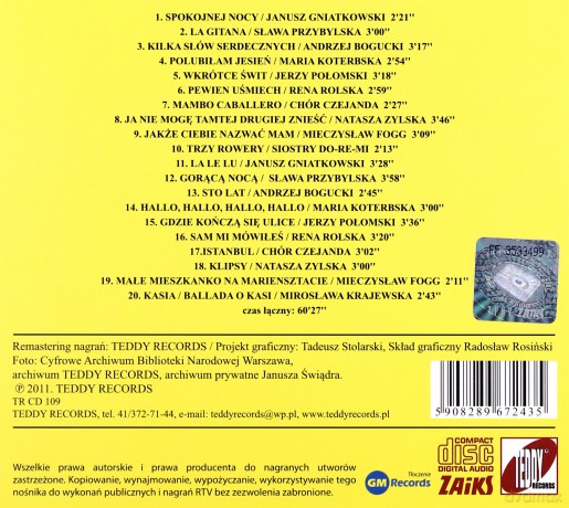 Niezapomniane piosenki lat 50-tych (Muzyczne Sentymenty 9) (digipack) [CD]