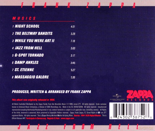 Frank Zappa: Jazz From Hell [CD]