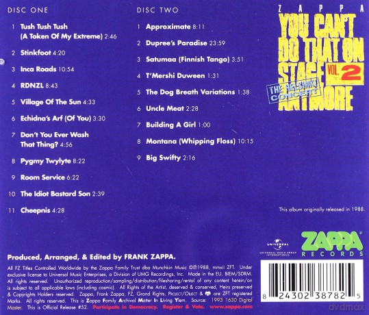 Frank Zappa: You Can't Do That On Stage Anymore Vol.2 - The Helsinki Concert [2CD]
