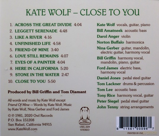 Kate Wolf: Close to You [CD]