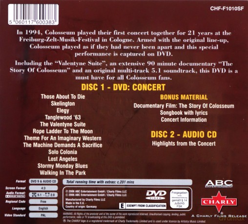 Dvd: Colosseum Cologne 1994 - The Complete Reunion Conc [2CD]