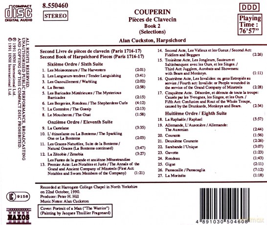 Couperin-Pieces De Clavecin Book 2 (Selections) [CD]