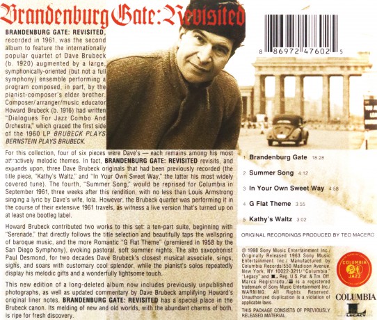 Dave Brubeck Quartet-Brandeburg Gate Revisited [CD]