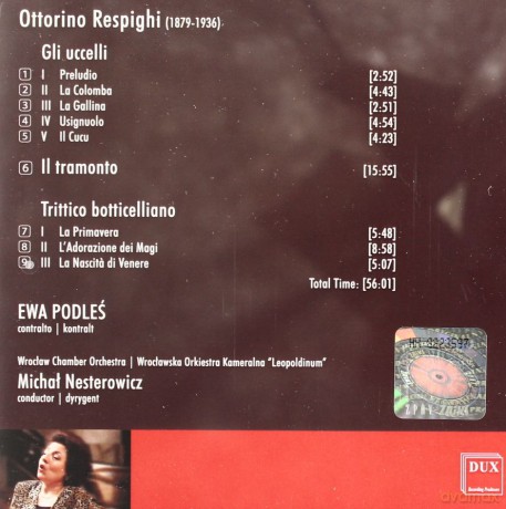 Ewa Podleś: Respighi: Gli uccelli, Il tramonto, Trittico botticelliano (jewel case)  [CD]