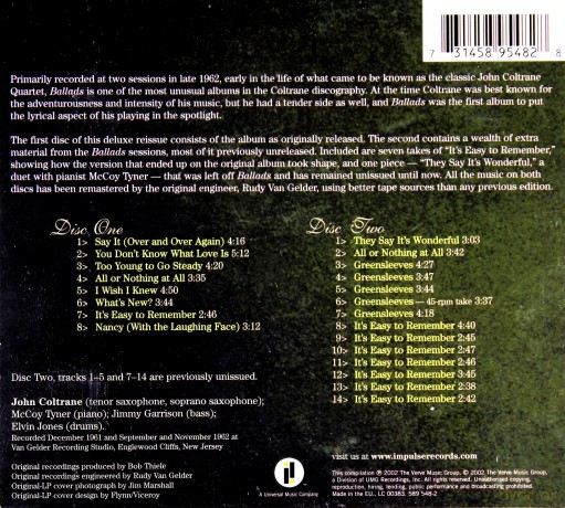Coltrane Quartet: Ballads De Lux Edit [2CD]