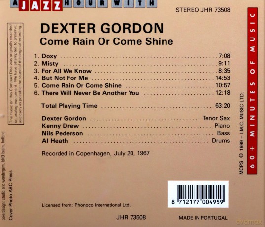 Dexter Gordon-Come Rain Or Come Shine [CD]