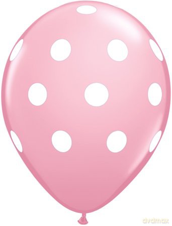 Balon 11 duże kropki jasny róż 6 szt