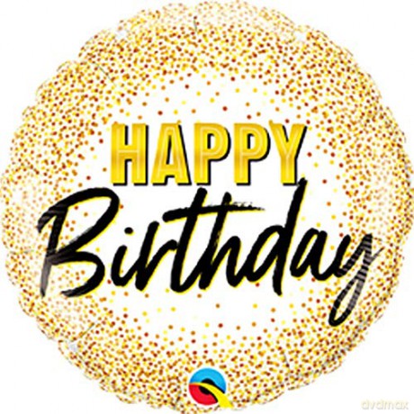 Balon foliowy 18 Birthday Gold Glitter Dots - Mayflower