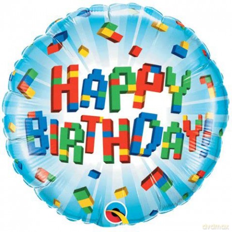 Balon foliowy 18 Klocki Happy Birthday