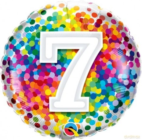 Balon foliowy 18'' QL Tęczowe Kontetti 7