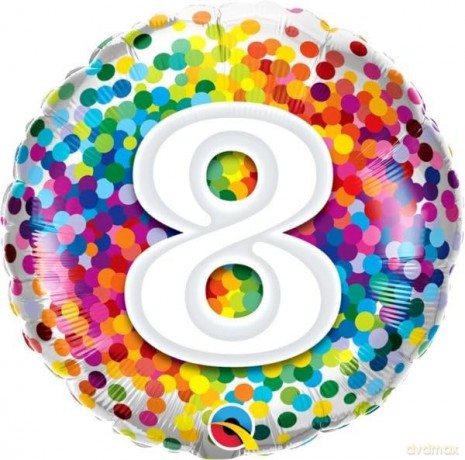 Balon foliowy 18'' QL Tęczowe Kontetti 8