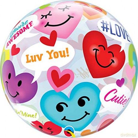 Balon foliowy 22 QL Bubble Smiley Hearts