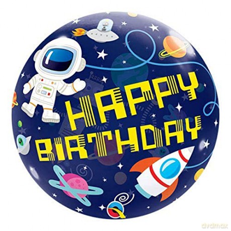 Balon foliowy 22, QL Bubble Happy Birthday Kosmos