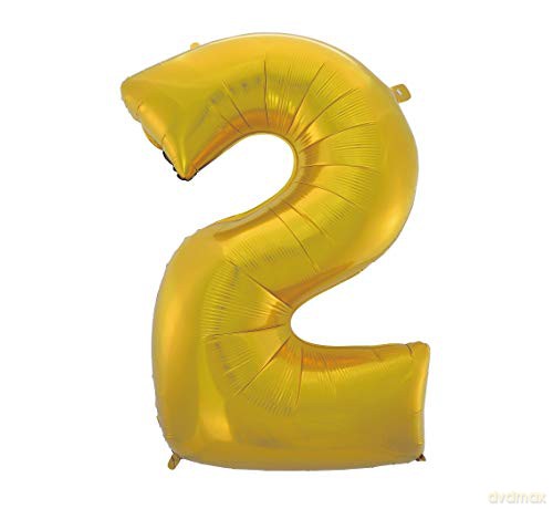 Balon foliowy B&C Cyfra 2 złota matowa 92 cm