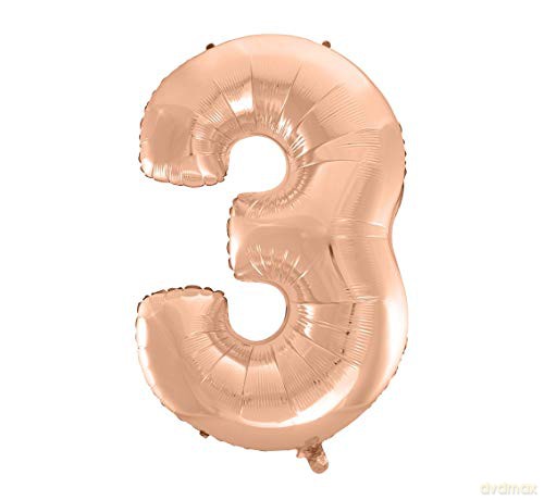 Balon foliowy B&C Cyfra 3 różowo-złota 92 cm