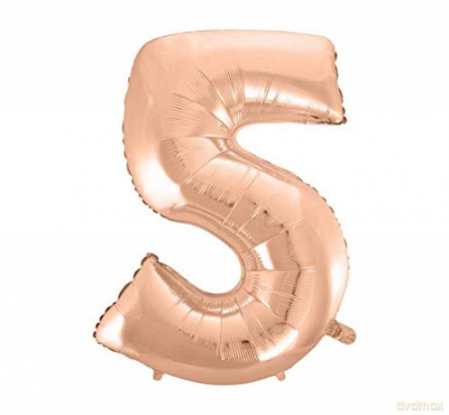 Balon foliowy B&C Cyfra 5 różowo-złota 92 cm