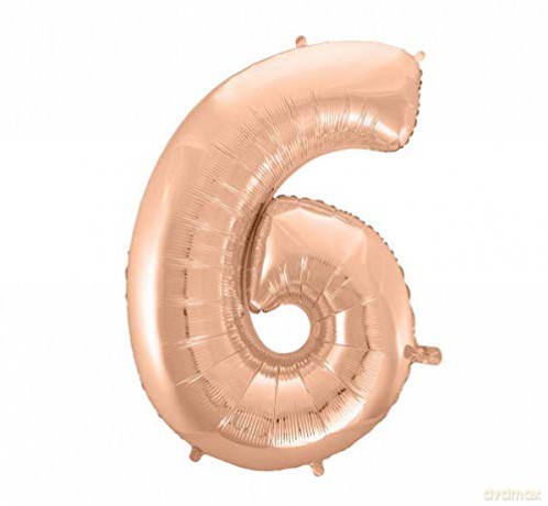 Balon foliowy B&C Cyfra 6 różowo-złota 92 cm