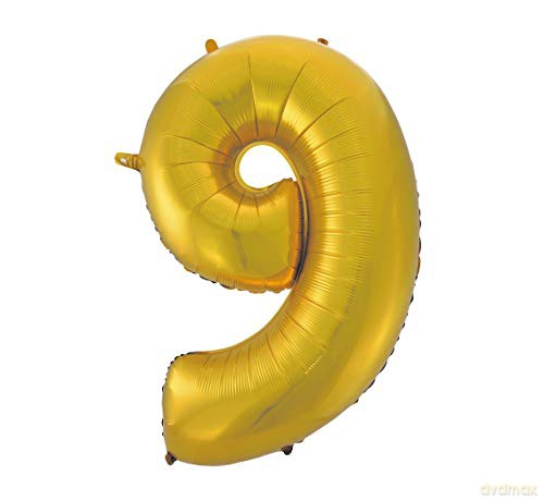 Balon foliowy B&C Cyfra 9 złota matowa 92 cm