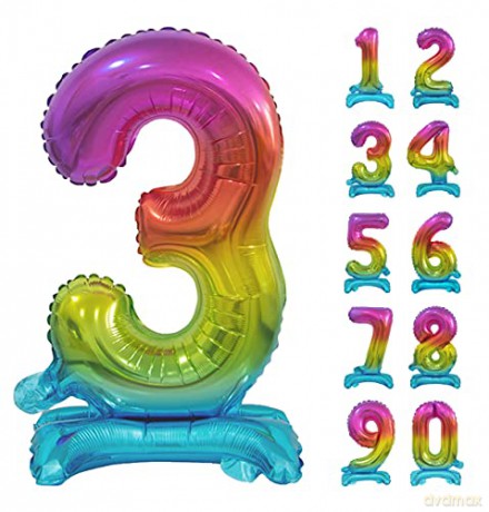 Balon foliowy B&C Cyfra stojąca 3 tęczowa 74 cm