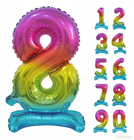 Balon foliowy B&C Cyfra stojąca 8 tęczowa 74 cm