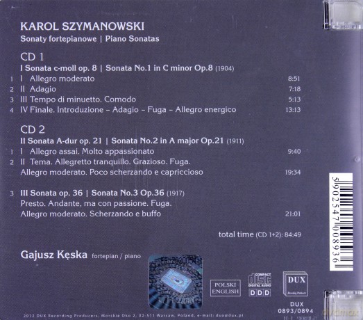 Szymanowski Karol: Piano Sonatas Nos. 1,2,3 [CD]