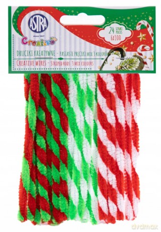 Druciki kreatywne zebra 6x100mm, mix 3 kolorów 24 sztuki 335122010