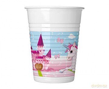 Kubeczki plastikowe Jednorożec 200 ml 8 szt