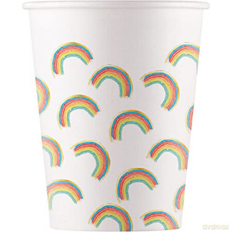 Kubeczki plastikowe Rainbow Party 200 ml 8 szt