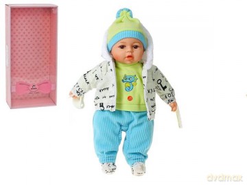 Lalka bobas 45 cm z dźwiękiem w ciepłym ubranku mówi i śpiewa po polsku 570009-570016