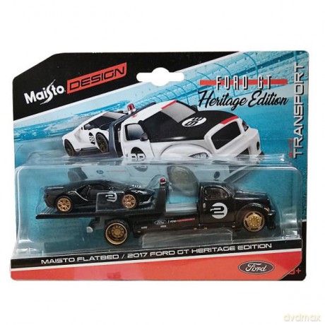 MAISTO 15108-19 Holownik+2017 Ford GT Heritage czarny 1:64