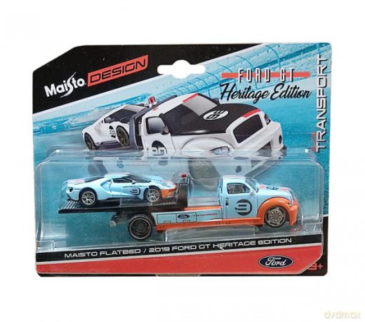 MAISTO 15108-33 Holownik+2019 Ford GT Heritage niebieski 1:64