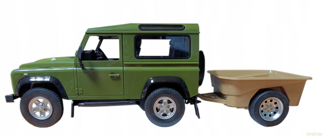 Samochód Land Rover Defender akmulator + przyczepa 1:14