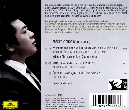Lang Lang: Chopin:Piano Concerto 2, Sonata 3, Etude 3 [CD]