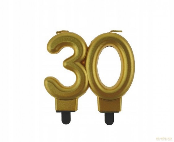 Świeczka cyferka 30 metalik złota 8 cm
