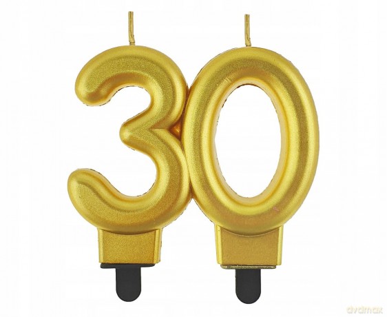 Świeczka cyferka 30 metalik złota 8 cm