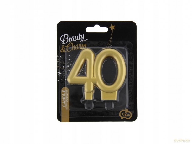 Świeczka cyferka 40 metalik złota 8 cm
