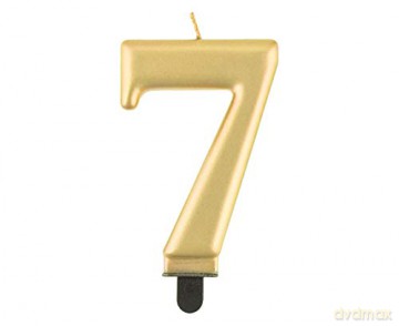 Świeczka cyferka 7 metalik złota 8 cm