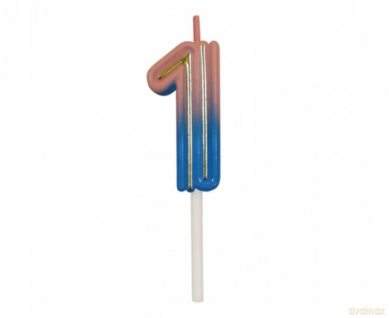 Świeczka cyferka B&C Neon 1, 44x20x12mm, 1 szt. 7C-SCN1