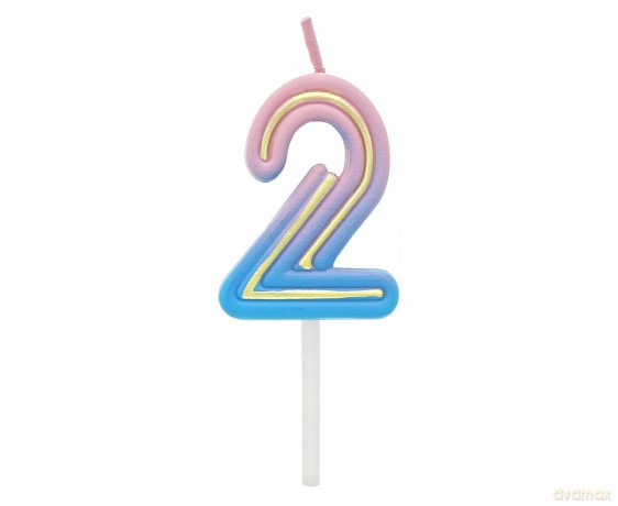Świeczka cyferka B&C Neon 2, 44x34x12mm, 1 szt. 7C-SCN2