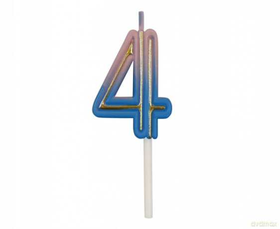 Świeczka cyferka B&C Neon 4, 44x34x12mm, 1 szt. 7C-SCN4