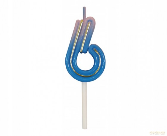 Świeczka cyferka B&C Neon 6, 44x27x12mm, 1 szt. 7C-SCN6