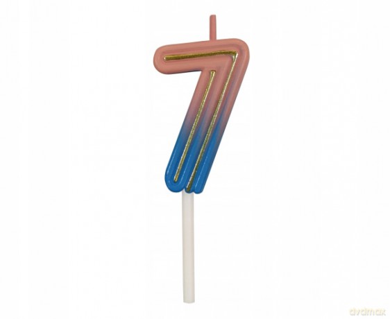 Świeczka cyferka B&C Neon 7, 44x28x12mm, 1 szt. 7C-SCN7