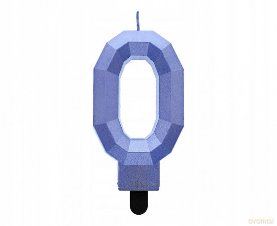 Świeczka Cyfra 0 Diament metalik ciemnoniebieski 7.6 cm