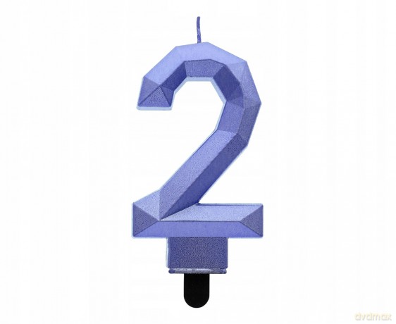 Świeczka Cyfra 2 Diament metalik ciemnoniebieski 7.6 cm