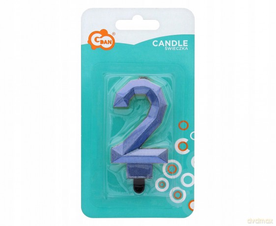 Świeczka Cyfra 2 Diament metalik ciemnoniebieski 7.6 cm