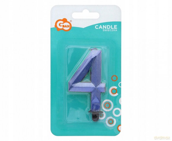Świeczka Cyfra 4 Diament metalik ciemnoniebieski 7.6 cm