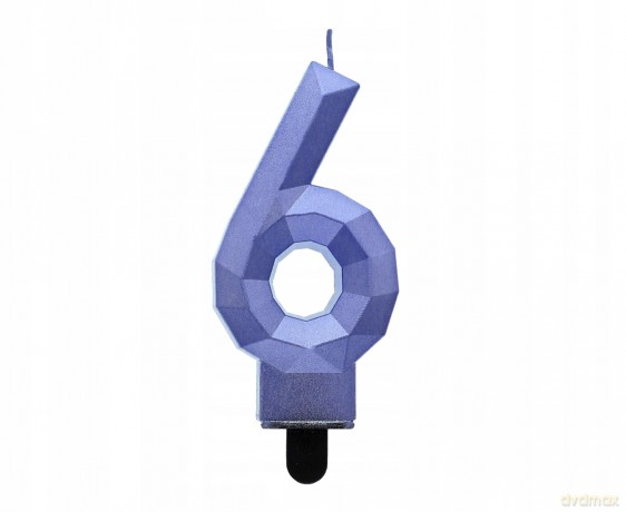 Świeczka Cyfra 6 Diament metalik ciemnoniebieski 7.6 cm