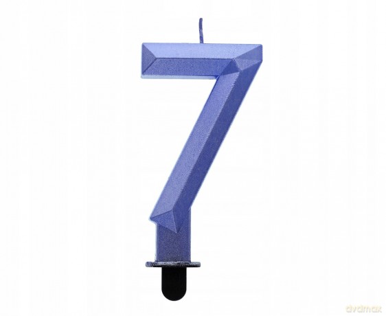 Świeczka Cyfra 7 Diament metalik ciemnoniebieski 7.6 cm