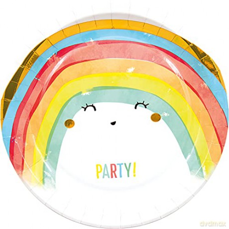 Talerz jednorazowy Rainbow Party 23 cm 8 szt